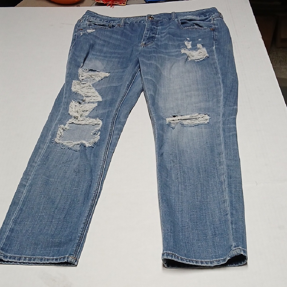 American Eagle Outfitters Tomgirl Women's Distressed Button-Fly Jeans 14 Long